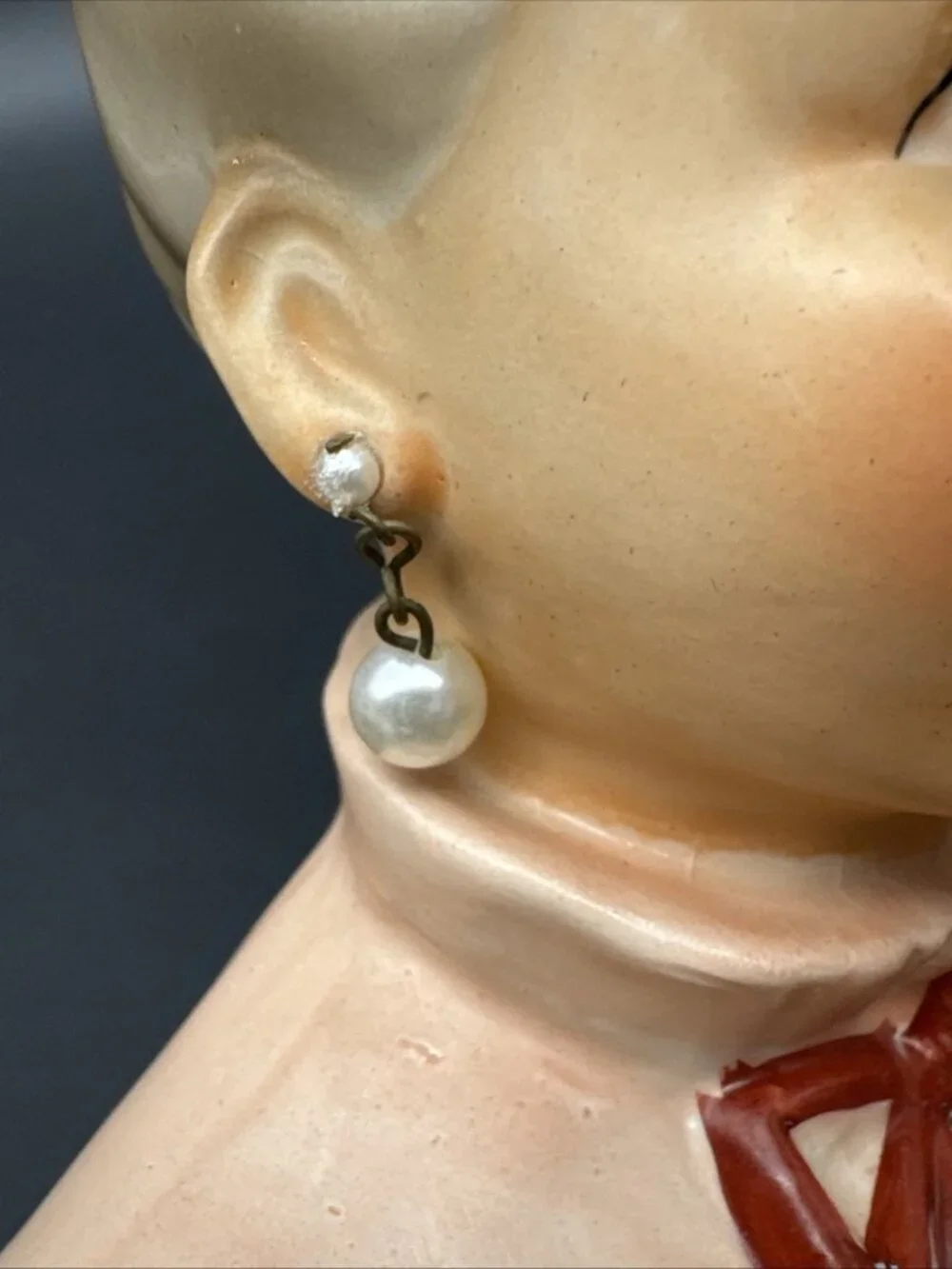 VTG 50’s Head Vase Pink Ponytail Pearl Earring Engagement Ring Bow Girl Ceramic